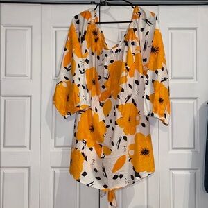 Ashley Stewart Orange & White Blouse 22/24 NWT